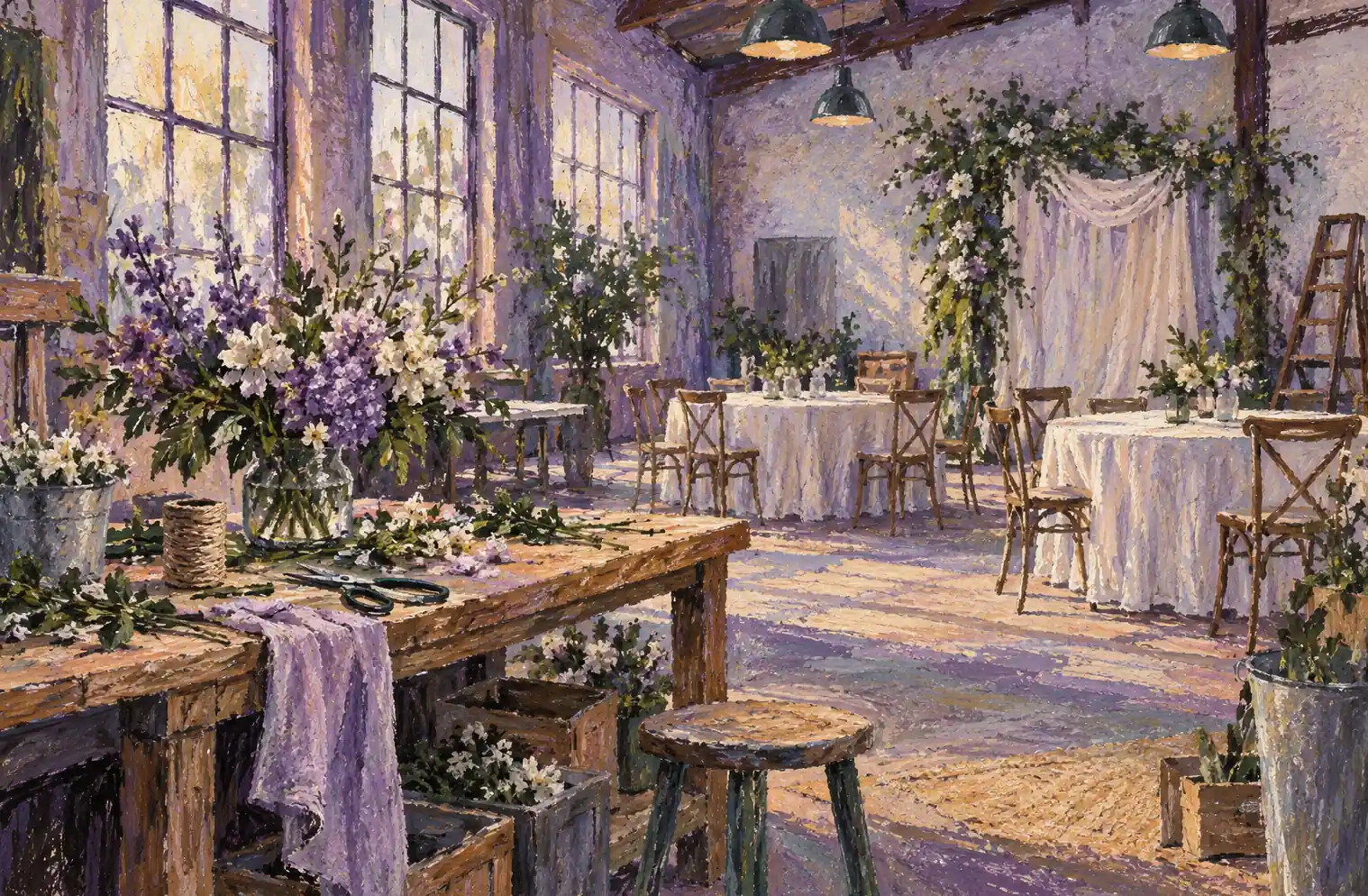 Illustration of event businesses and their working space